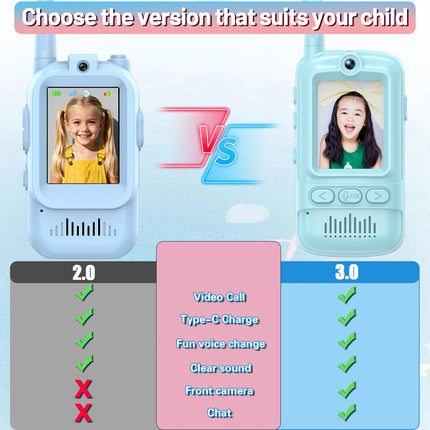 2PK New Generation Kids Video Walkie Talkie with Fun Features Long Endurance Outdoor Communication Children's Toy Gifts for Kids