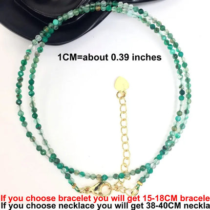 Natural Stone Beads Necklaces bracelet 2-3MM Faceted Round Quarts Tourmalins Mini Beads Necklaces For Women Jewelry Gifts
