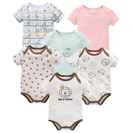 Kavkas 3 Pcs 6 Pcs Baby Bodysuit Unisex 100% Cotton Short Sleeve Summer Cotton Clothes 0-3M Infant Clothing
