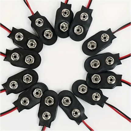 10pcs 9V Battery Clips Black Red 2Wired Cable Connection Connector Buckle 9 Volt Battery Clip Connector Battery Holder