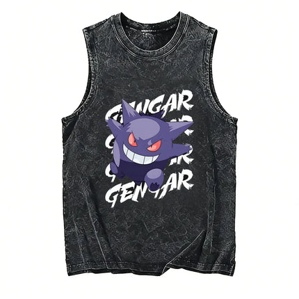 2026 Hot Pokemon Oversized Vintage Washed Vest Anime Men's Tank Top Man Sleeveless Shirt Summer Y2k Clothes T Shirts Gym Clothes