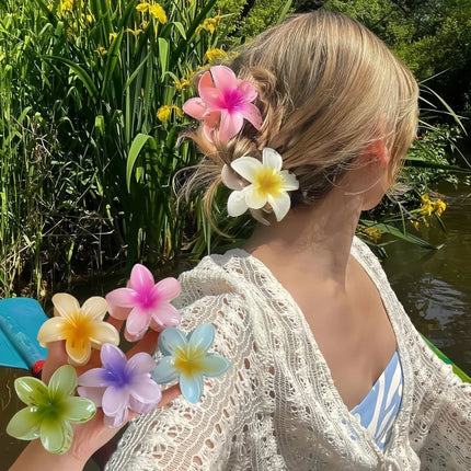 Hawaiian Gradient Hair Clips Flower Hair Claws Big Size Fashion Head Wear Hairpin for Women Girls Crab Barrette Hair Accessories