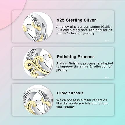 925 silver 26 letters retro fashion golden pendant fit original bracelet charm beads necklace Diy female jewelry