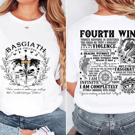 Fourth Wing T-shirt Dragon Rider T-shirt Basgiath War College Shirt The Empyrean Series Violet Sorrengail Fantasy Book