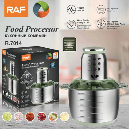 5L 1000W Electric Meat Grinder Stainless Steel Chopper Meat Mincer Blender Machine for Kitchen Food Processor Mixer 220V