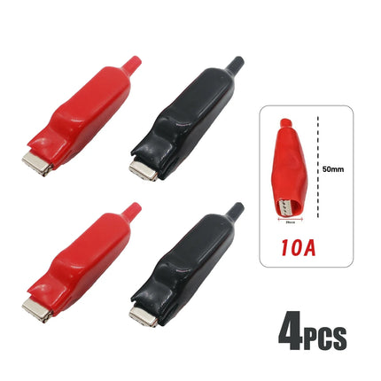 4PCS 10A/20A Alligator Clips  USB Charging Battery Crocodile Clips for Electrical Jumper Wire Test Clip Red Black 50mm