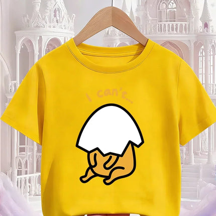 Cute Kawaii Gudetama T-Shirt For Kids Boys Girls Summer Cartoon Crew Neck Fashion Street Casual Wear 3-14 Years