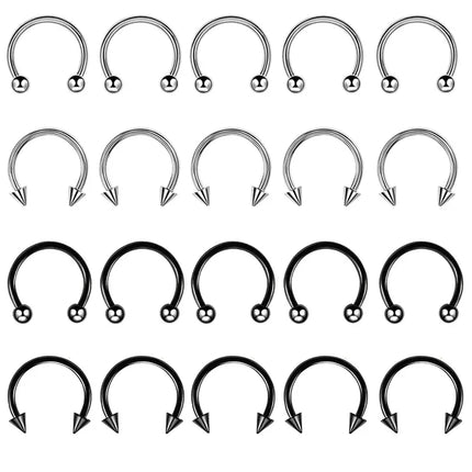 5pc Surgical Steel Body Piercing Jewelry Lot Bulk Nose Ring Tongue Bar Lot Eyebrow Labret Piercing Set Horseshoe Ring Lot Pack