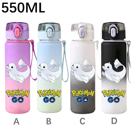 550ML Pokemon Sports Water Bottle Pikachu Mewtwo Gengar Eevee Portable Cartoon Drinking Cup Outdoor Hiking Gym Fitness Jugs