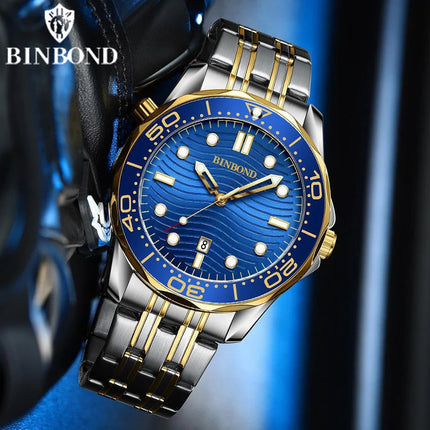 BINBOND B2820 New Casual Fashion Ultra-thin Seahorse Series Quartz Men's Watches 30M Waterproof Luminous Sports Men's Watches