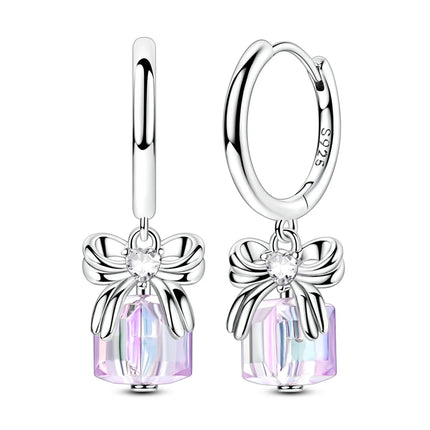 Orstarry 925 Sterling Silver Crystal Circular Eardrops Drop Earrings Women Earrings Charm Fashion Versatile Party Jewelry Gifts