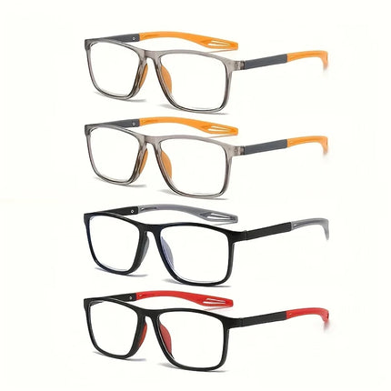 4 Pack Sets Fashion TR90 Reading Glasses For Men Spring Leg Sports Presbyopia Glasses Anti Blue Light Glasses +100 ~+400
﻿