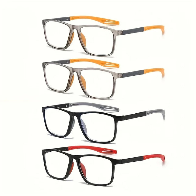 4 Pack Sets Fashion TR90 Reading Glasses For Men Spring Leg Sports Presbyopia Glasses Anti Blue Light Glasses +100 ~+400
﻿