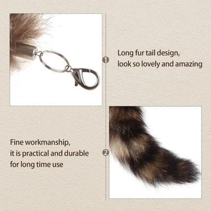 Plush-Fox Tail Keychain Furry Racoon Tail Keyring Keychain 28cm Animal Tail Key-Pendant Pompoms Keyring Holder Bag-Decor
