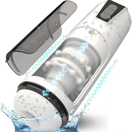Automatic Telescopic Male Masturbation Cup Silicone Vagina Vibrators Sex Toys Sucking Deep Throat Masturbator 18