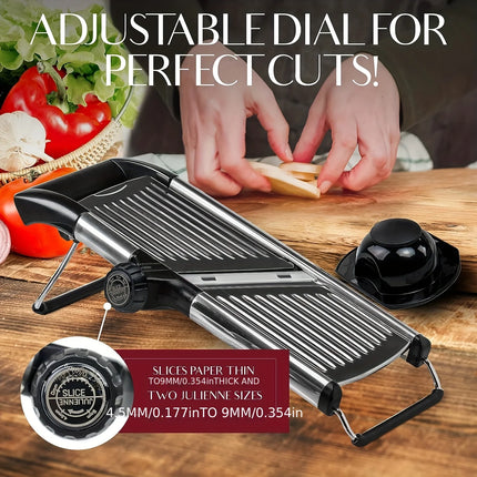 [Stainless Steel Mandoline Slicer] 5-Blade Adjustable Mandoline Slicer - 1 Set Stainless Steel Vegetable Slicer - Professional