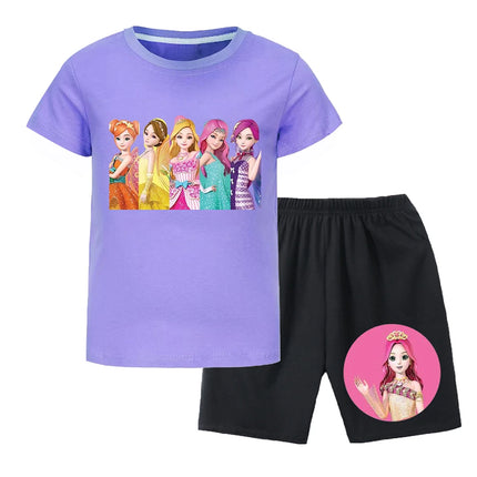 Secret Jouju Blouse Short Sleeve Summer Wear Two-piece Set Summer Suit for Girls Outdoor Clothes for Children Children's Tops