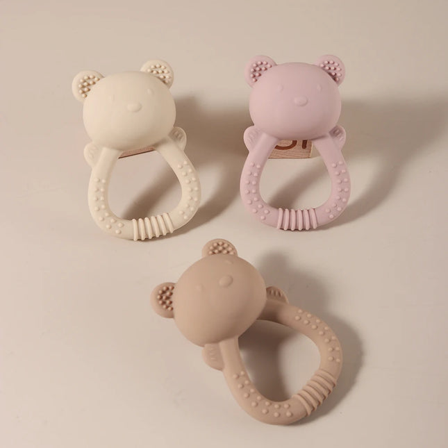 Hot Sale Cute Bear Baby Rattle Silicone Teether 0-1 Year Toy