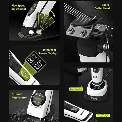 Kemei KM1593/1595 Is Equipped with An External Brushless Hair Clipper for Men's Professional Hair Clippers That Are Rechargeable