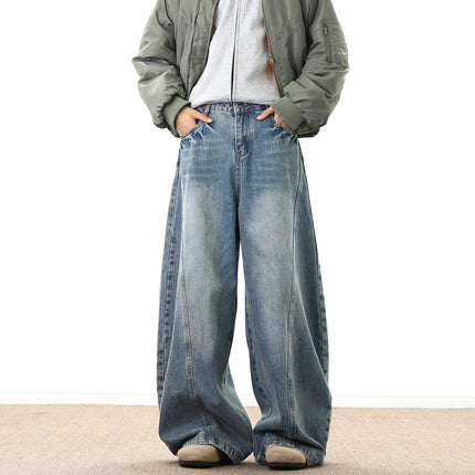 Wide Leg Denim Pants Male Loose Cowboy Mopping Trousers Baggy Men's Jeans Fashion Handsome Washed Streetwear Casual