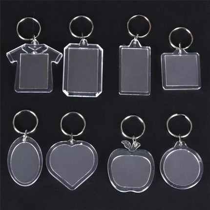 1/20Pcs Blank Acrylic Picture Keychain DIY Clear Insert Photo Split Key Ring Frame Key Chains Couple Anniversary Graduation Gift
