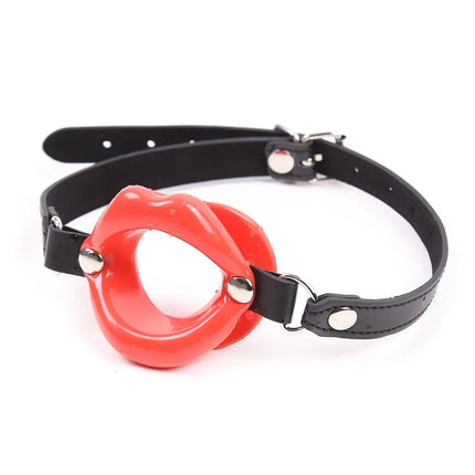 PU Leather Lips Ring Open Mouth Gag Silicone Ball BDSM Bondage Slave Flirting Restraint Erotic Sex Toy for Couples Adult Games