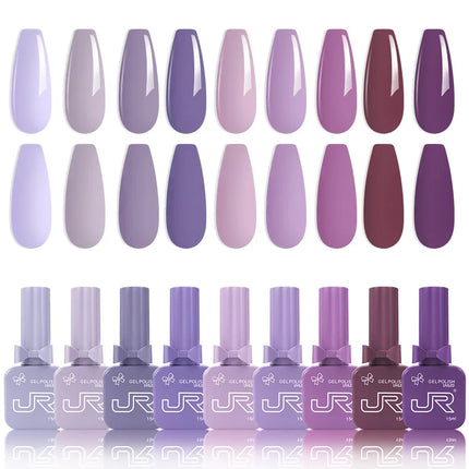 6/9pcs 15ml Gel Nail Polish Set Including Red Pink Nude Gel Polish Kit LED Soak Off Polish Home DIY Top Coat