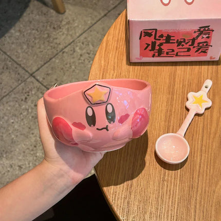 Cute Star Kirby Cartoon Peripheral Ceramic Rice Bowl Personal Dining Bowl Special Beautiful Bowl Children'S High End Home Furnis