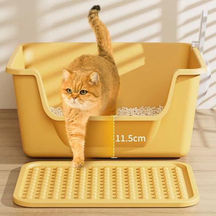 Cat Litter Box, Giant Anti-Splash Semi-Enclosed Cat Toilet, Giant Pet Litter Pan for Indoor Cats