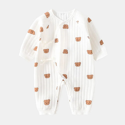 Four Seasons Newborn Baby Boy Girl Romper 100% Pure Cotton Soft Cartoon Bear Bodysuit with Hat