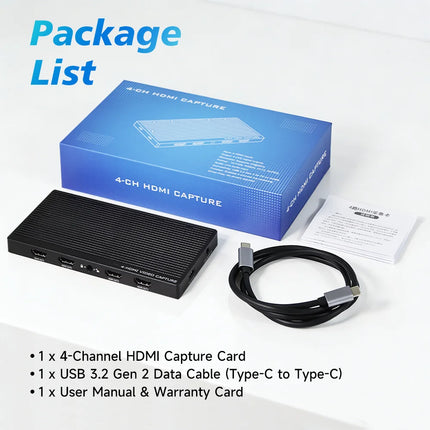 4 Channels 4K60 HDMI Capture Card 4 in 1 out UVC USB Video Capture Card with HDMI Loopout for Gaming And Streaming