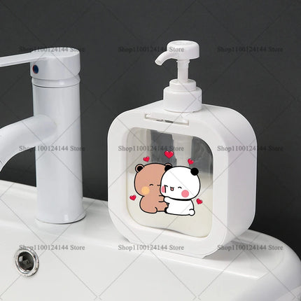 300ML Panda Bear Bubu Dudu Transparent Soap Dispensers Refillable Portable Empty Bottle Shower Gel Detergent Dispensing Bottle