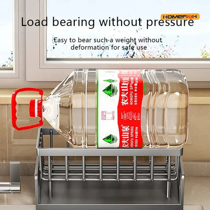 HMJ2  Multi Functional Kitchen Sponge Rack Drain Water Place Dish Soap Organize Rags Capacity Countertop And Store Items