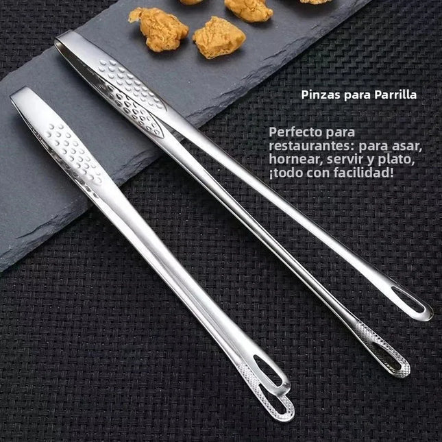 Long Stainless Steel Kitchen Tongs Non-Slip Heat Resistant BBQ Grill Tongs for Steak Seafood Buffet Salad Cooking Tools