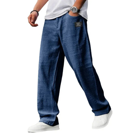 Men's Solid Color Loose Wide Leg Pants Summer Lightweight Casual Straight Trousers Youth Streetwear Fashion Long Pants
