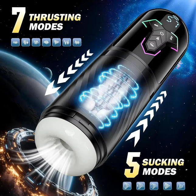 Automatic Piston Telescopic Heated Male Masturbator Cup with 10 Vibration and 5 Suction Modes Penis Pump LCD Sex Toys for Men