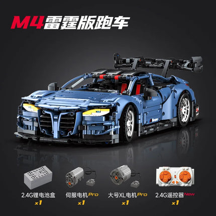 2280Pcs Technical Car Building Blocks Remote Control Moter Power M4 Super Sports Car Bricks Thunderr Car Model Toys Kids Gifts