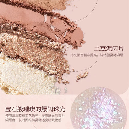 Flower Knows Strawberry Rococo Moonlight Mermaid Jewel Eyeshadow Palette 5 Colors Pearlescent Mashed Potatoes 2023