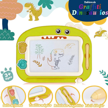 Little Genius Painter Magnetic Drawing Board Green, BPA-free Toddler Doodle Toy, Dinosaur Educational Kids Art Pad
