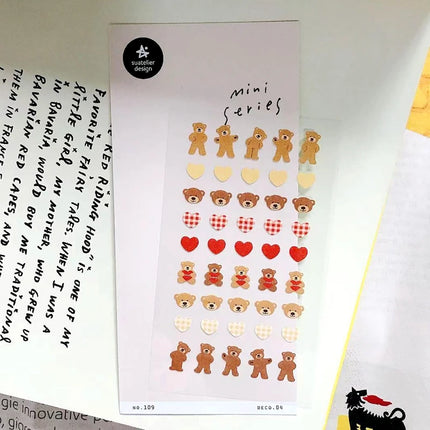 Suatelier Mini Stickers Korean Cartoon Dinosaur Animal Scrapbooking DIY Nail Sticker Junk Journal Diary Decor Craft Supplies