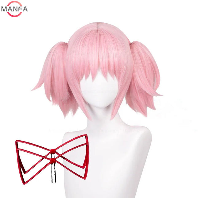 Madoka Kaname Cosplay Wigs Pink 30cm Short Clip Ponytails Kaname Madoka Anime Wig Cosplay Heat Resistant Synthetic Hair