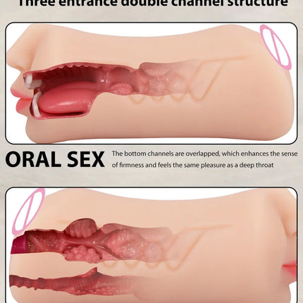 Male Masturbator 3 In 1 Realistic Vagina Sexy Toys For Men Pocket Pusssy Pussy Blowjob Masturbation No Vibrator Adults Sex Goods
