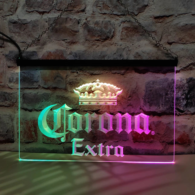Corona Extra Beer Bar Pub Cafe-LED Neon Sign Featuring Colorful Flowing Effect, Perfect for Home Decoration and Creating Party