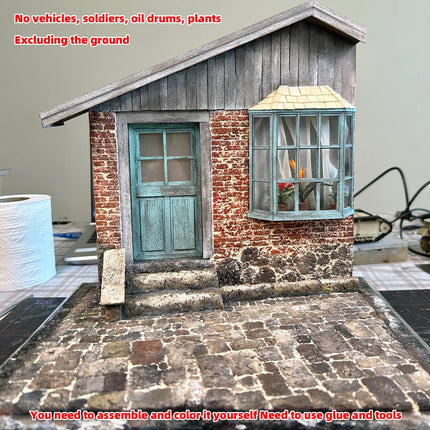 Assembly Architectural Building Single-Family Home Bungalow Rural Housing House Diorama Miniature Scale Model Kit 1/16