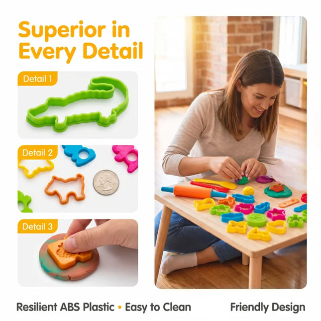 61Pcs Alphabet & Animal Play Dough Mold Set, Creative Clay Cutting Stamps for Learning & Craft, DIY Educational Tool for Parents