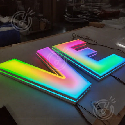 Custom RGB Metal LED Sign Wall Logo Luminous Letter Outdoor Company Store Light Signboard,Business 3D Acrylic Signage Decoration
