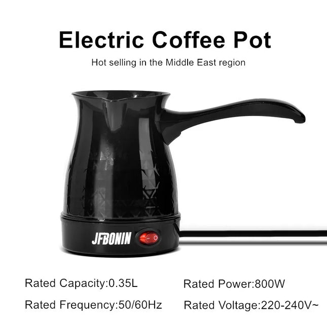 JFBONIN 0.35L Electric Turkish Plastic Coffee Pot Electric Kettle Quick Boiling Teapot Middle East Coffee Brewer