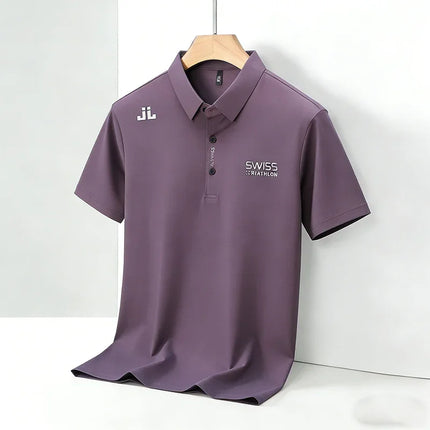 Breathable Men's Polo Shirts Solid Color Embroidered Logo Short Sleeve Casual Sports Summer Top