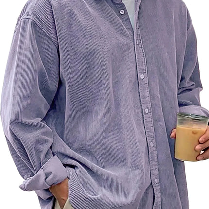 New Corduroy Shirt Men Long Sleeve Trendy Casual Loose Thick Autumn Winter Shacket Male Outerwear