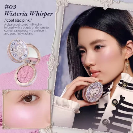 Flower Knows Bunny Garden Collection Embossed Blush Palette Long Lasting Waterproof Face Blusher Powder Matte Finish